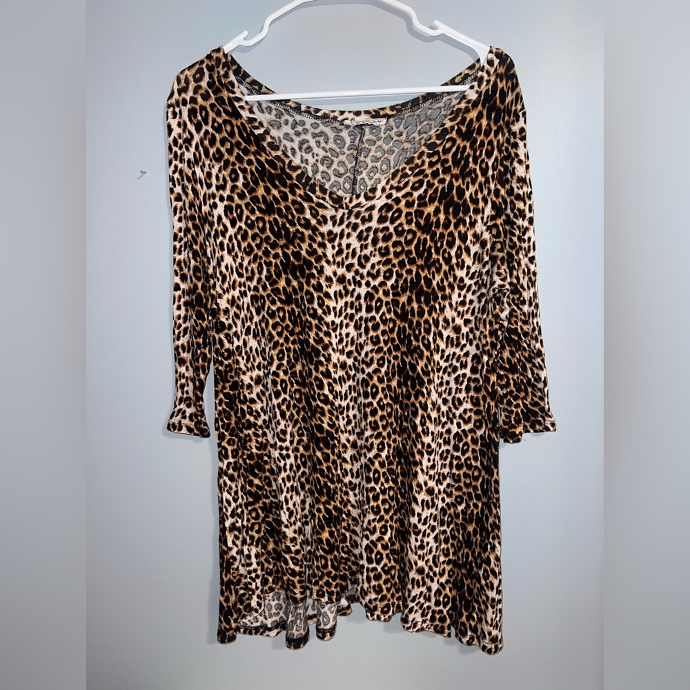 Bloom Brown and Black 3/4 Sleeve Relaxed Blouse